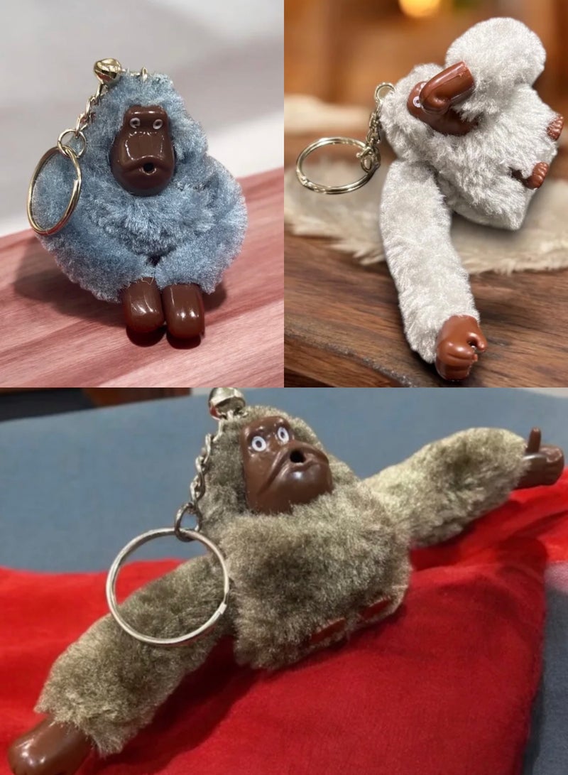 3Pcs Of Multicolor Monkey Keychains - Image 1